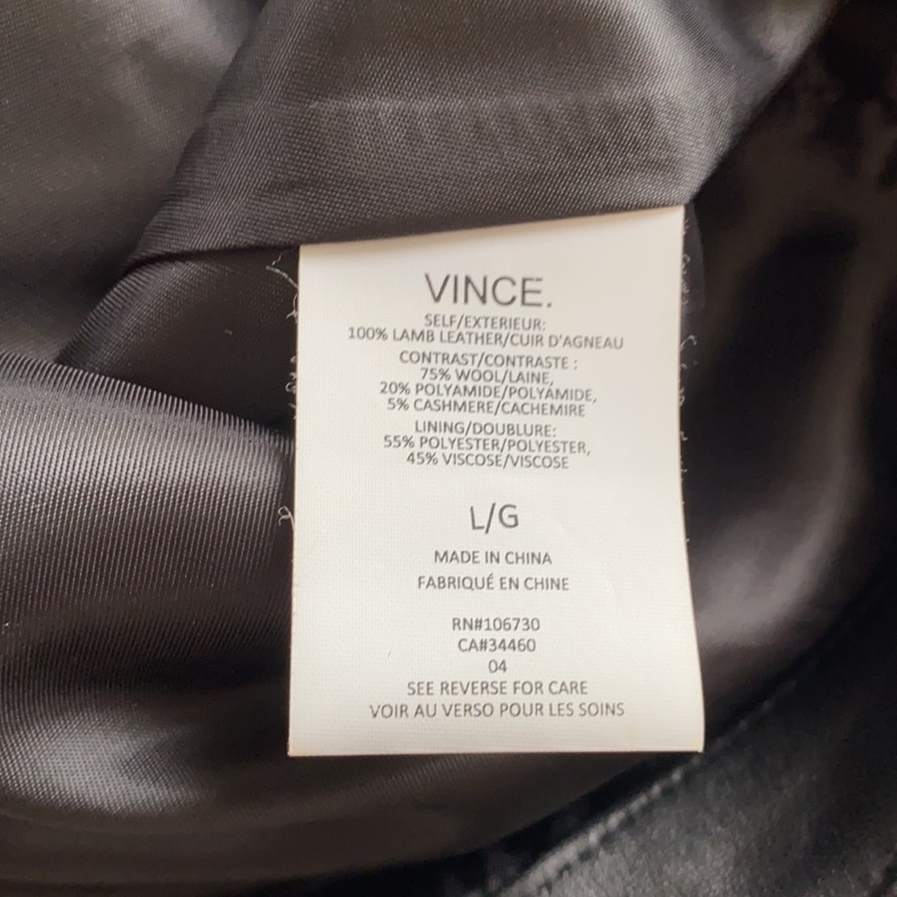 VINCE. Leather and Wool Motto Jacket - Picture 7 of 7